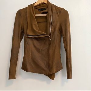 Zara Brown Faux Suede Jacket Blazer Size X- Small